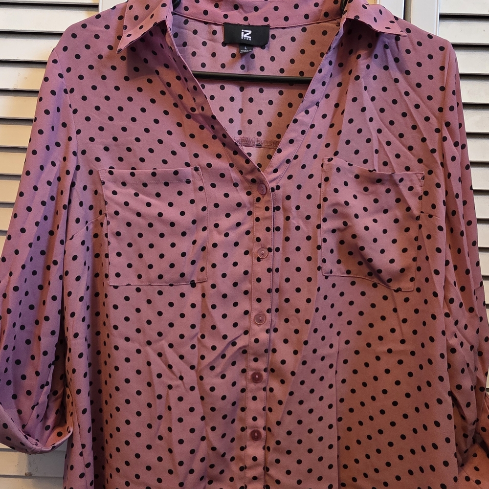 Iz Byer Pink 3/4 Sleeve Notched Collar Blouse